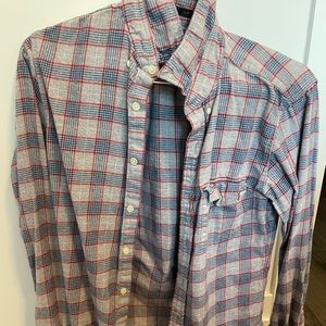 J.Crew size small slim blue flannel + red accents